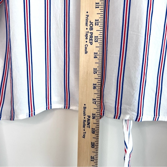 Divided H&M V neck Womens 10 Striped Button Down Crop Tie Long Sleeve Tee 0182 - Picture 6 of 6